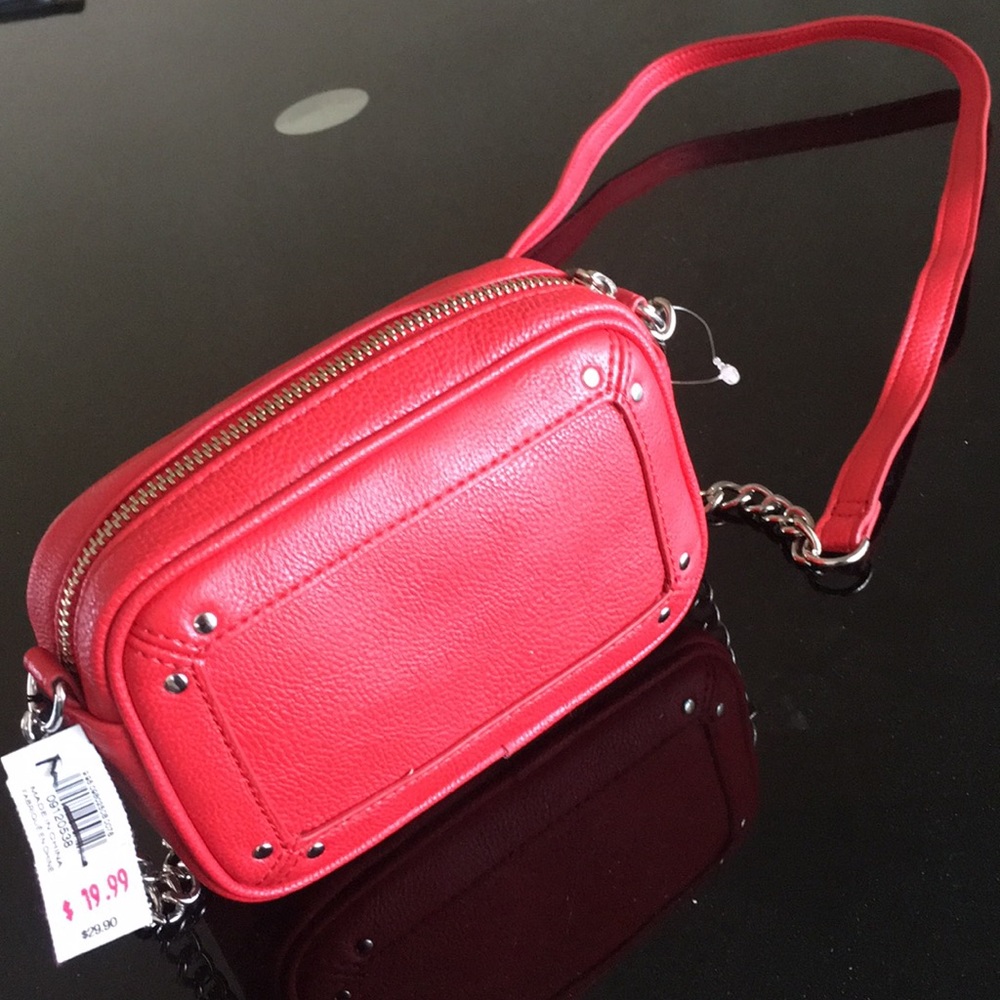 Red Faux Leather Mini Crossbody Bag
